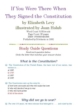 Preview of If You Were There When They Signed the Constitution by Elizabeth Levy; Quiz w/A