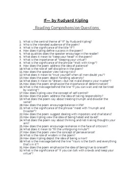 If— by Rudyard Kipling : 50 Comprehension questions Quiz with answer keys