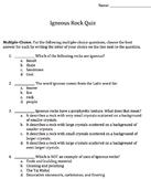 Igneous Rock Quiz