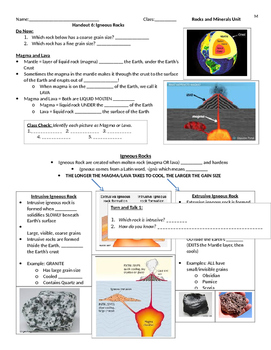 Preview of Igneous Rocks Guided Notes and Worksheet