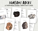 Igneous Rocks Individual Fact Cards, volcanic rocks, homes