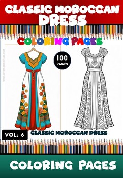 Preview of Ignite Your Creativity: 100 New Moroccan Dresses Await in Coloring Vol. 6