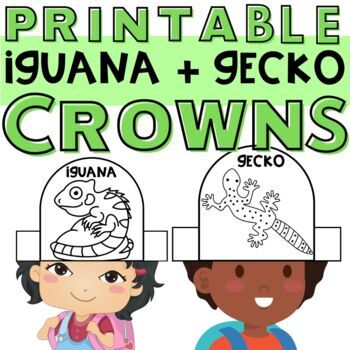 Preview of Reptile Craft for Preschool | Easy Iguana Gecko Craft Kindergarten Coloring