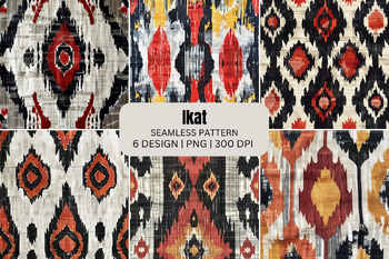 Preview of Ikat Seamless Patterns Digital Paper Background