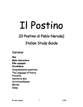Preview of Il Postino-Italian Study Guide