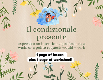 Preview of Il condizionale presente in Italian