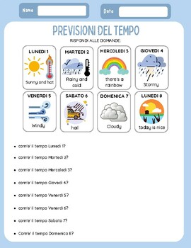 Preview of Il tempo (the Weather in Italian)