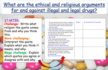 Preview of Drugs, Addiction + Morality Powerpoints + Worksheets (4 hours)