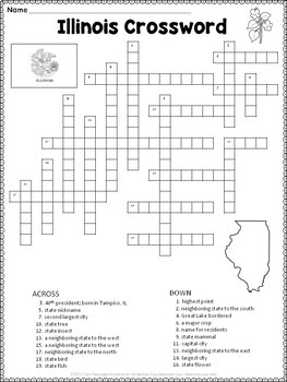Illinois Crossword Puzzle by Ann Fausnight TPT