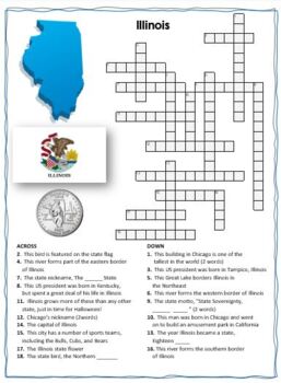 Illinois Crossword Puzzle Word Search Combo TPT