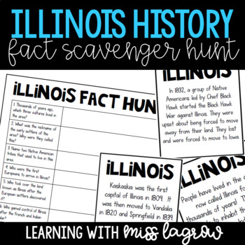 Preview of Illinois History Fun Fact Scavenger Hunt Task Cards