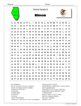 Illinois Puzzle BUNDLE Word Search Crossword Activities US States