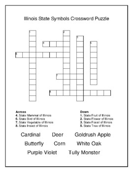 Illinois State Symbols Crossword Puzzle and Word Search TpT