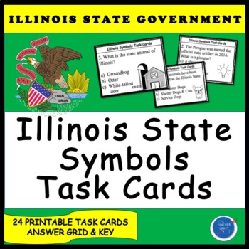 Preview of Illinois State Symbols Task Cards - State Government - Social Studies Activity