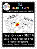 Illust Math Game Directions and Game Boards- First Grade - Unit 4