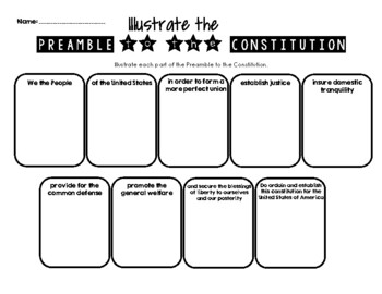 Preview of Illustrate the Preamble to the Constitution Worksheet