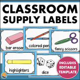 Classroom Supply Labels with Pictures - Materials & Math M