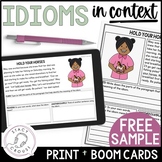 Idioms in Context Figurative Language Worksheets + BOOM CARDS™ FREEBIE