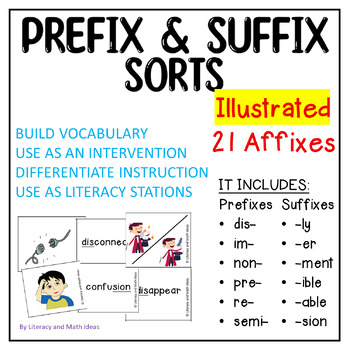 Preview of Illustrated Prefixes and Suffixes--Build Vocabulary, Intervention, or Center