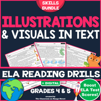 Preview of Illustrations & Visuals: Reading Comprehension Worksheets ♥ GRADE 4 & 5 BUNDLE