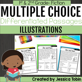 Preview of Illustrations in Text Multiple Choice Passages - 1st and 2nd Grade RL.1.7 RL.2.7