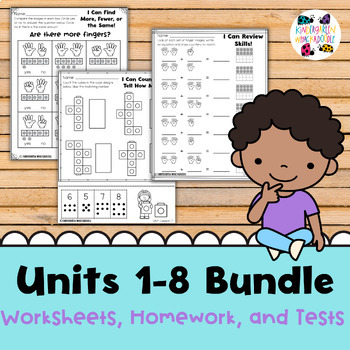 Preview of Illustrative Math Follow Up - Kindergarten Bundle Worksheets Homework and Tests