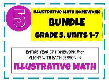 Preview of Illustrative Math ENTIRE YEAR OF HOMEWORK BUNDLE, Grade 5, Unit 1-7