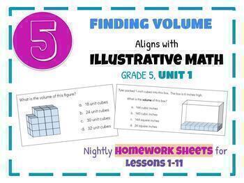 Preview of Illustrative Math HOMEWORK, Grade 5, Unit 1,  Finding VOLUME