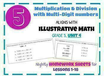 Preview of Illustrative Math HOMEWORK Grade 5, Unit 4, Multiplication & Division of Numbers