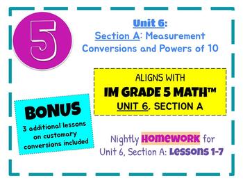 Preview of Illustrative Math HOMEWORK Grade 5 Unit 6, Section A: Measurement & Powers of 10