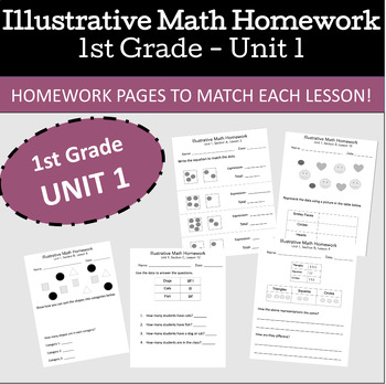 Preview of Illustrative Math Homework- 1st Grade- Unit 1