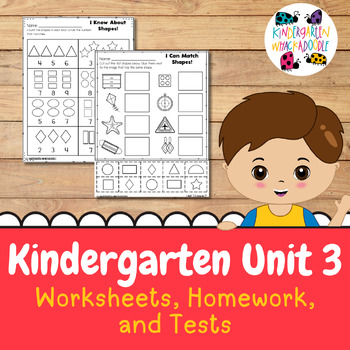 Preview of IM Kindergarten Math™ Unit 3 Follow Up - 2D Shapes / Flat Shapes Worksheets