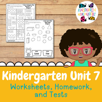 Preview of IM Kindergarten Math™ Unit 7 Follow Up - Solid Shapes Worksheets Homework Tests