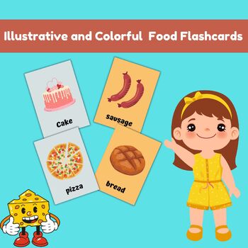 Preview of Illustrative and Colorful  Food Flashcards for kids - ages 3- 6