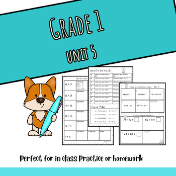 Preview of Grade 1-Illustrative math aligned, Unit 5 homework, extra practice, assessment
