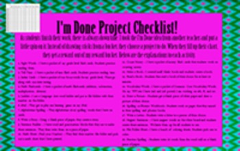 Preview of I'm Done Project Checklist