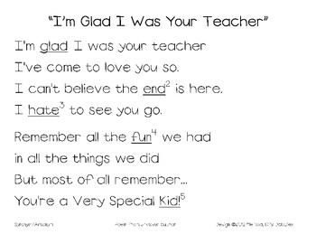 I'm Glad I Was Your Teacher Poem Pack by DillyDabbles | TpT