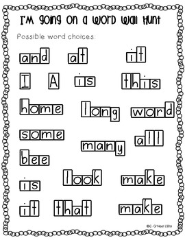 I'm Going on a Word Wall Hunt  Word work kindergarten, Teaching