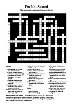 I m Not Scared (Novel) Crossword Puzzle by M Walsh TpT