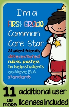Preview of I'm a First Grade Common Core Star ELA Rubrics inc. license for 11+ users