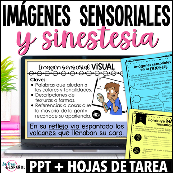 Preview of Imágenes sensoriales - Spanish Imagery Literary Language PPT & Worksheets