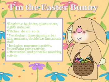 Preview of I'm the Easter Bunny - Easter song and activities for practicing do-mi-so-la