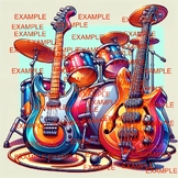 Image Rock Band Instruments, Bright, Poster, Music Classro