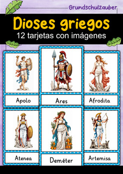 Preview of Imágenes de dioses griegos - 12 tarjetas con imágenes (español)