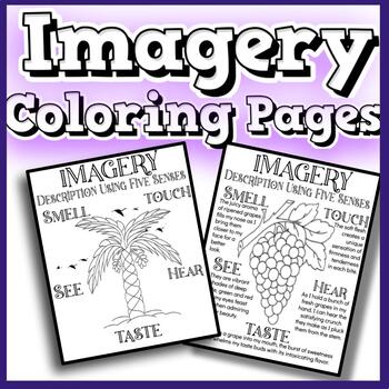 Preview of Imagery Coloring Pages Doodle Notes ELA Sensory Details Writing Worksheets