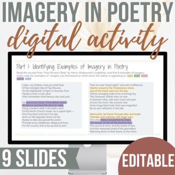Preview of Imagery in Poetry Practice Activity | Digital | 9 Slides | Reading & Writing