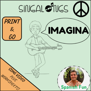 Preview of Imagina John Lennon / Sing Along Video Song and Worksheets