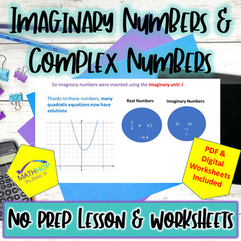 Preview of Imaginary Numbers & Operations w/ Complex Numbers NO Prep Lesson Worksheets Keys