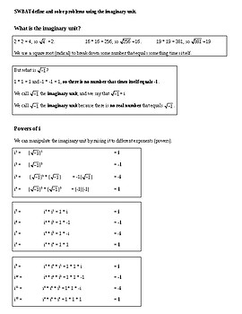 Preview of Imaginary Numbers/Powers of i Introduction (discovery)