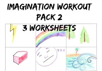 Preview of Imagination Workout Pack 2 Creativity Test Drawing Sub Art Lesson Worksheet